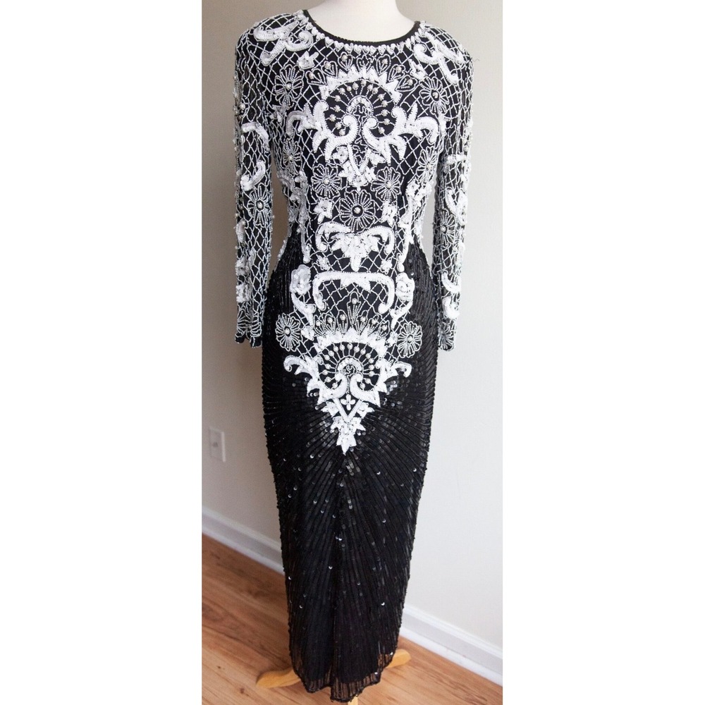 Vintage Sweelo Sequin & Pearl Embellished Gown, Women's size 4-6